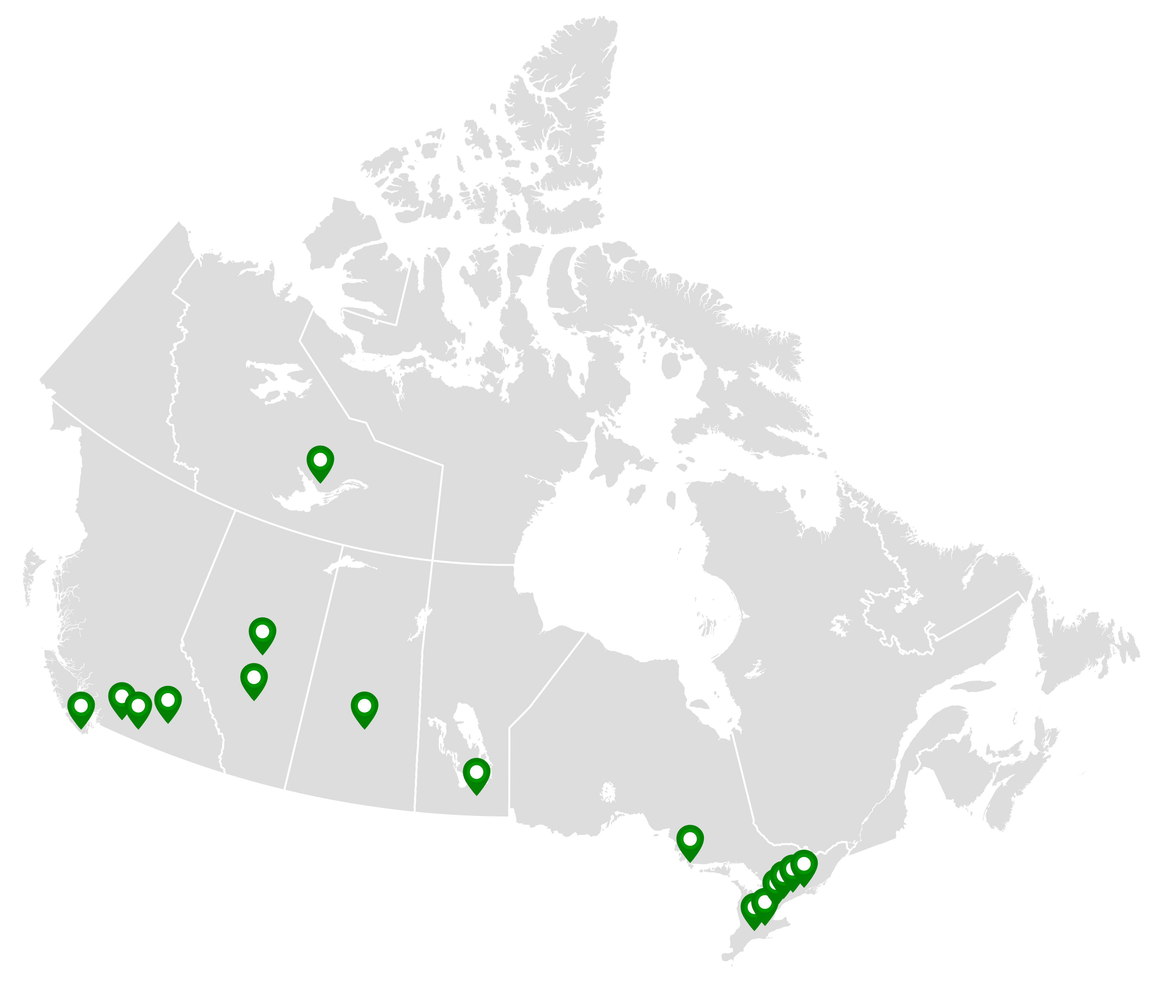 Map of Canada showing festival screening locations from coast to coast